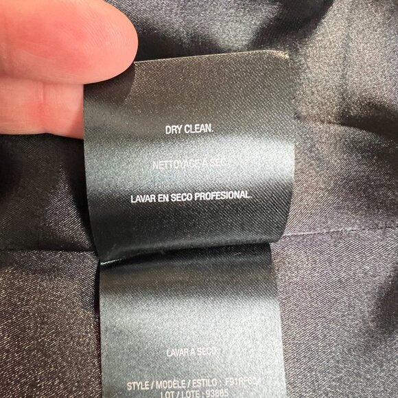 T Tahari Dress 12 Black Blue Abstract Pattern Mesh V-Neck A-Line Fit N Flare - Picture 12 of 14